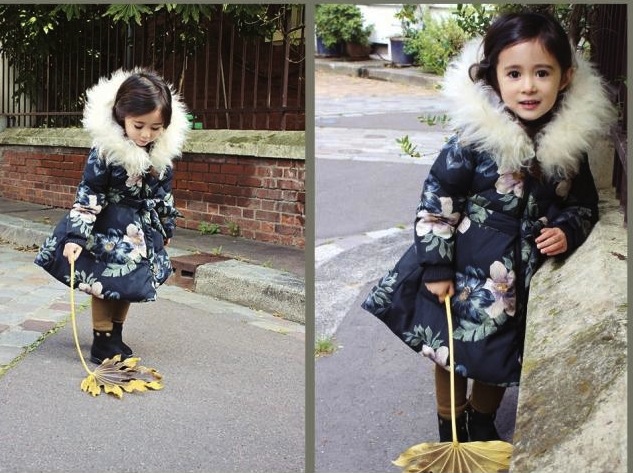 Geaca Belair cu gluga imblanita si motive florale 3 Geaca Belair cu gluga imblanita si motive florale 3