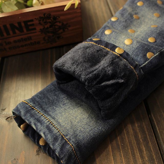 Jeans grosi cu funda si buline aurii - Agata Jeans grosi cu funda si buline aurii - Agata