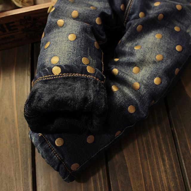 Jeans grosi cu funda si buline aurii - Agata Jeans grosi cu funda si buline aurii - Agata