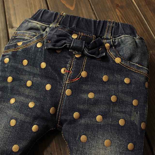 Jeans grosi cu funda si buline aurii - Agata Jeans grosi cu funda si buline aurii - Agata