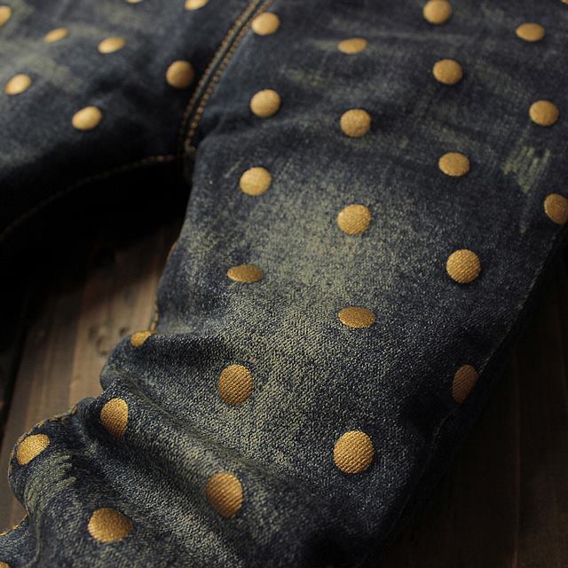 Jeans grosi cu funda si buline aurii - Agata Jeans grosi cu funda si buline aurii - Agata