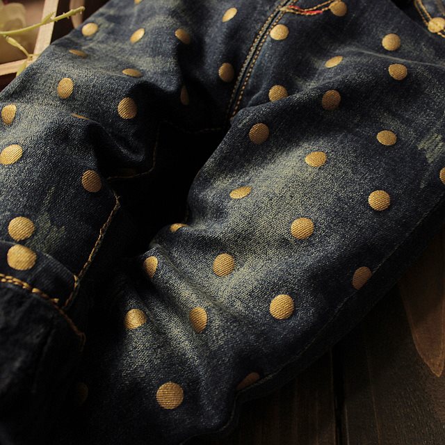 Jeans grosi cu funda si buline aurii - Agata Jeans grosi cu funda si buline aurii - Agata